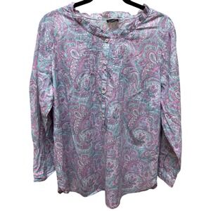 Talbots women blouse paisley print long sleeve. Plus Petite. Sz 1Xp